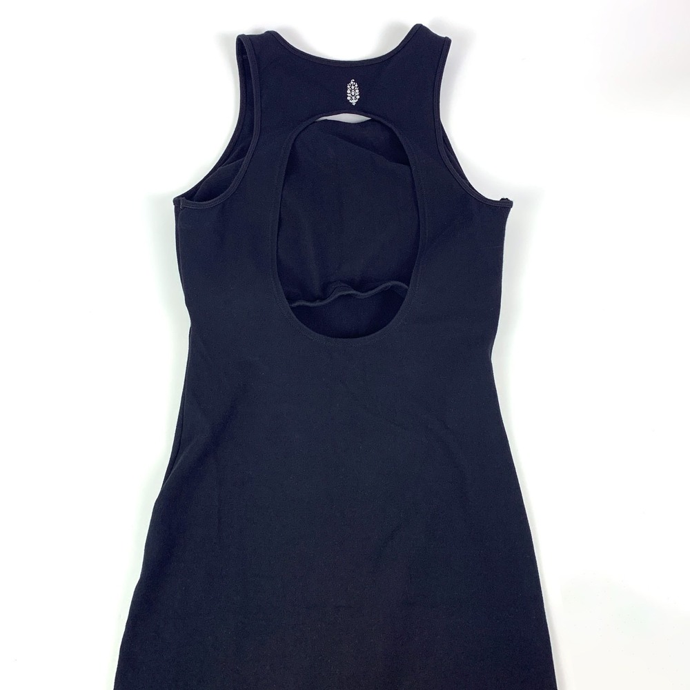 Free People Movement So Simple Dress Sz M Black Sleeveless Back Cut Out Side Sli - Picture 3 of 14